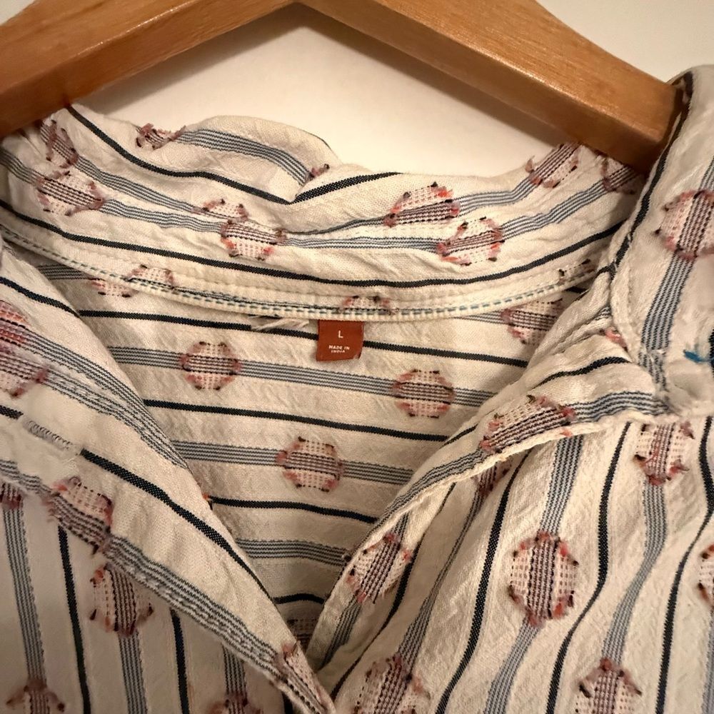 Zara White and Blue Striped Button Down Shirt - Picture 2 of 4